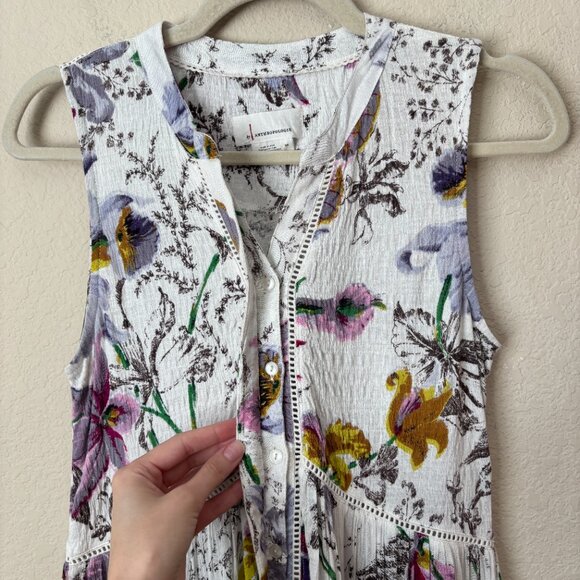 Anthropologie Nia Boho Floral Tunic Button Front Top - Picture 6 of 13
